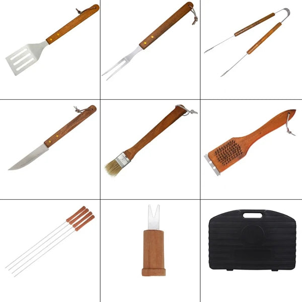 Outdoor Stainless Steel Wooden Handle Barbecue Tool