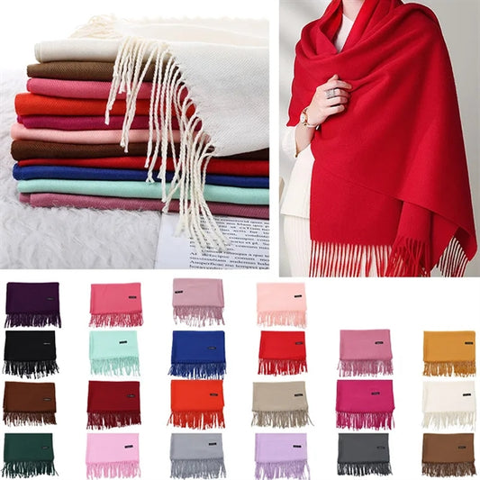 Classic Cashmere Feel Blanket Scarf Wrap Shawl With Tassel