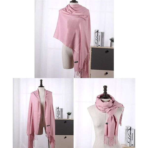 Classic Cashmere Feel Blanket Scarf Wrap Shawl With Tassel