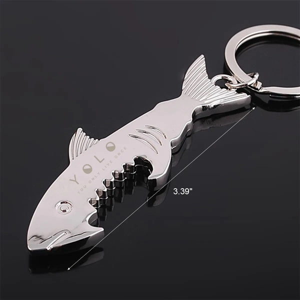 Stainless Steel Mini Shark Bottle Opener Keychain