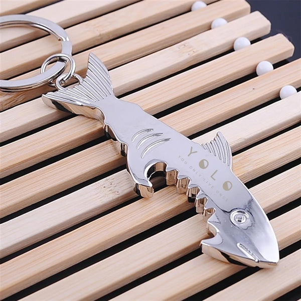 Stainless Steel Mini Shark Bottle Opener Keychain