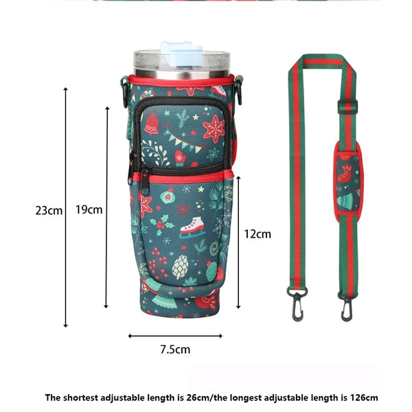 40oz Tumbler Sleeve w/Adjustable Shoulder Strap for Christma