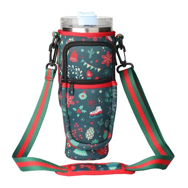 40oz Tumbler Sleeve w/Adjustable Shoulder Strap for Christma