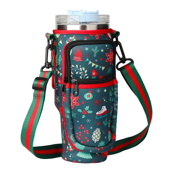 40oz Tumbler Sleeve w/Adjustable Shoulder Strap for Christma