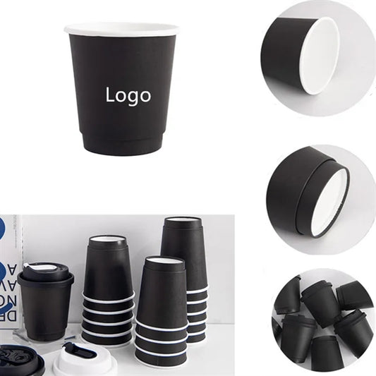 8oz Hot Coffee Black Disposable Paper Cup