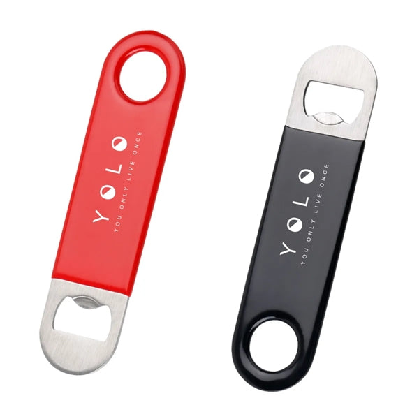 Black Pub Vinyl Stainless Steel Bottle Opener