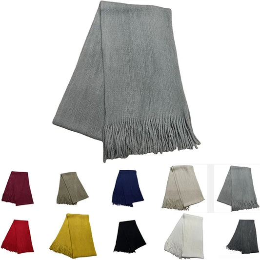 Classic Cashmere Feel Blanket Scarf Wrap Shawl With Tassel