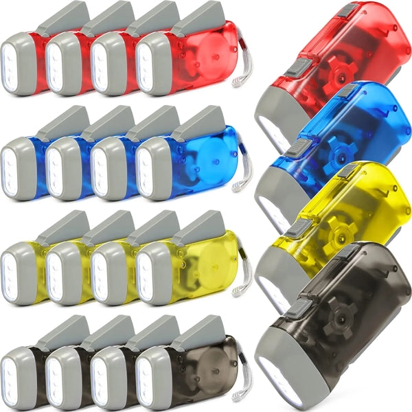 Hand-Powered Crank Flashlight for Camping, Home, Emergency