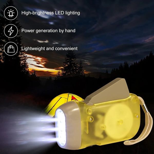 Hand-Powered Crank Flashlight for Camping, Home, Emergency