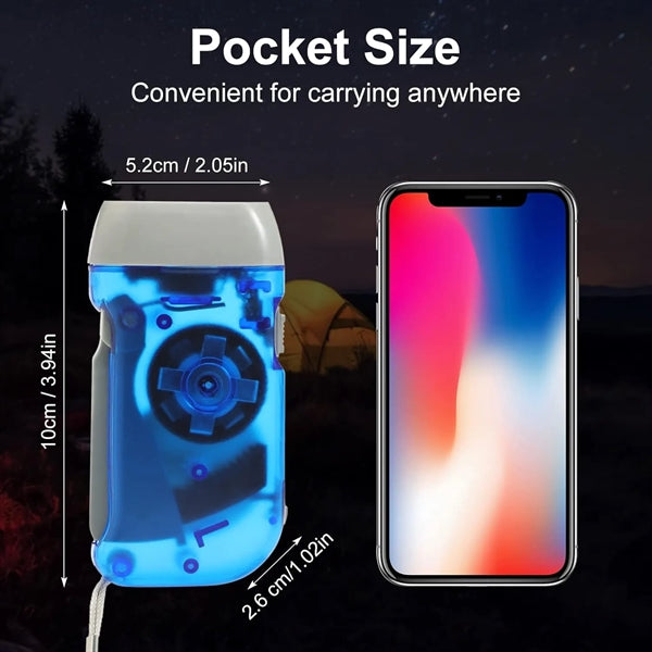Hand-Powered Crank Flashlight for Camping, Home, Emergency