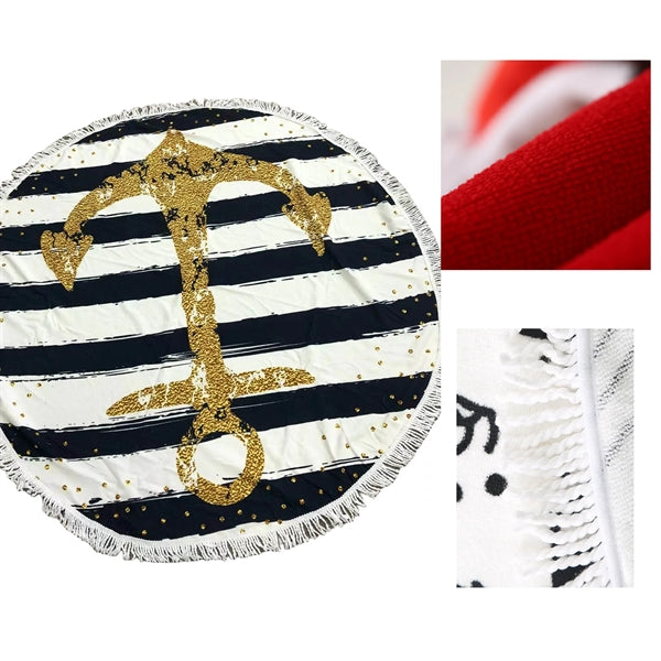 Round Gradient Beach Towel With Tassel