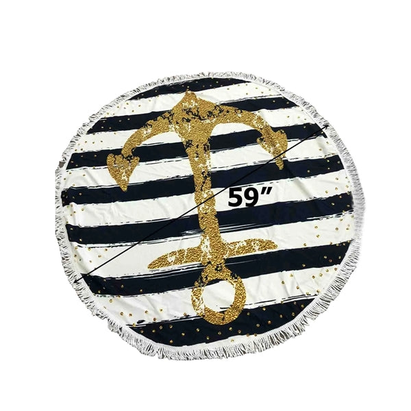 Round Gradient Beach Towel With Tassel