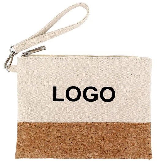 Portable Cork Canvas Cosmetic Zipper Bag