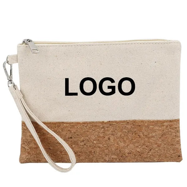Portable Cork Canvas Cosmetic Zipper Bag