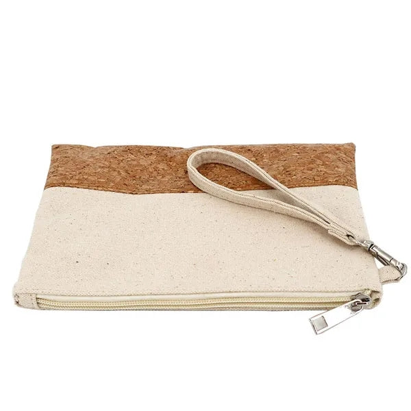 Portable Cork Canvas Cosmetic Zipper Bag