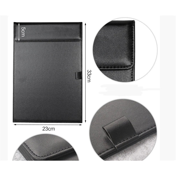A4 PU Leather Clipboard with Pen Holder for Office