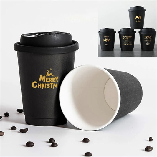 Disposable Double Wall Black Coffee Paper Cup
