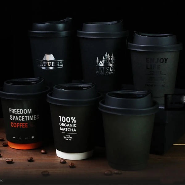 Disposable Double Wall Black Coffee Paper Cup