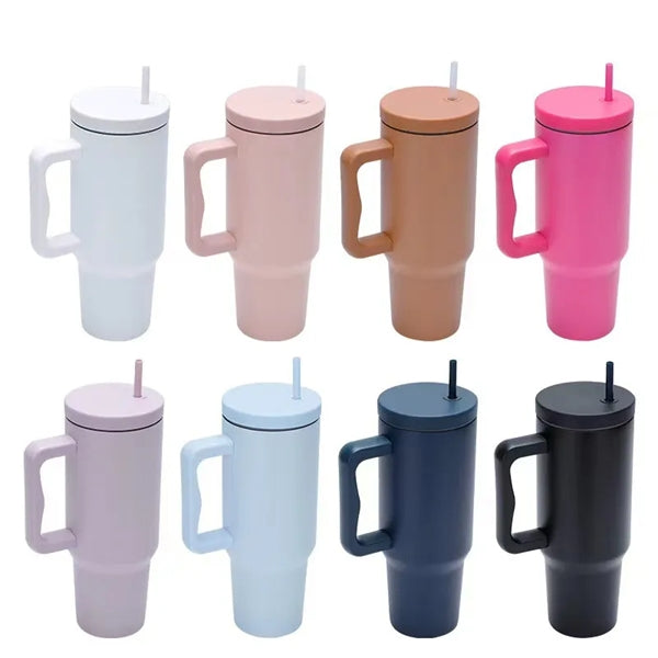 40 oz Tumbler with Handle and Straw