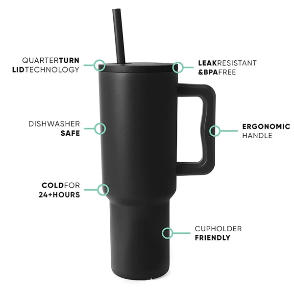40 oz Tumbler with Handle and Straw