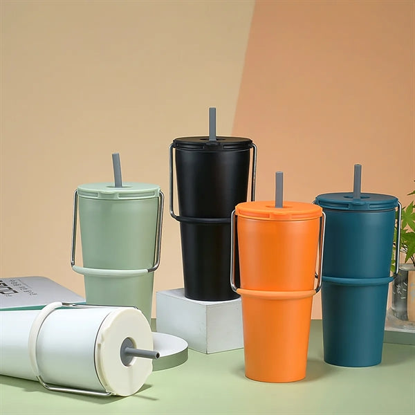 Tumbler With Handle And Straw Lid