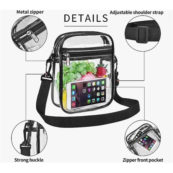 Clear PVC Crossbody Bag Stadium Approved Messenger Bag Purse