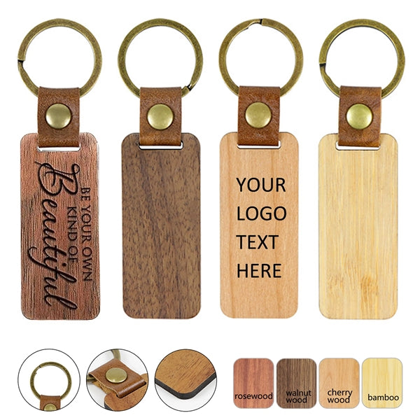Leather Wood Keychain