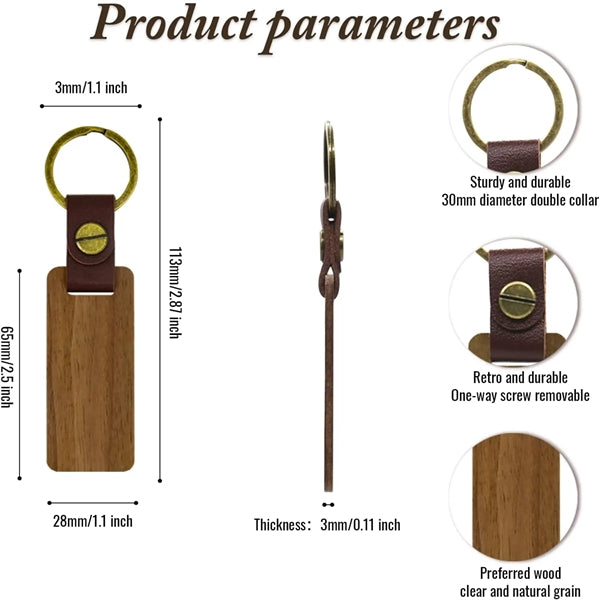Leather Wood Keychain