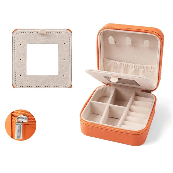 Zippered Travel jewelry case with Mirror