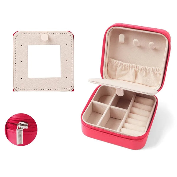 Zippered Travel jewelry case with Mirror