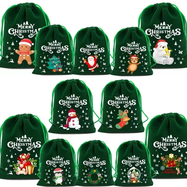 Christmas Velvet Drawstring Bag