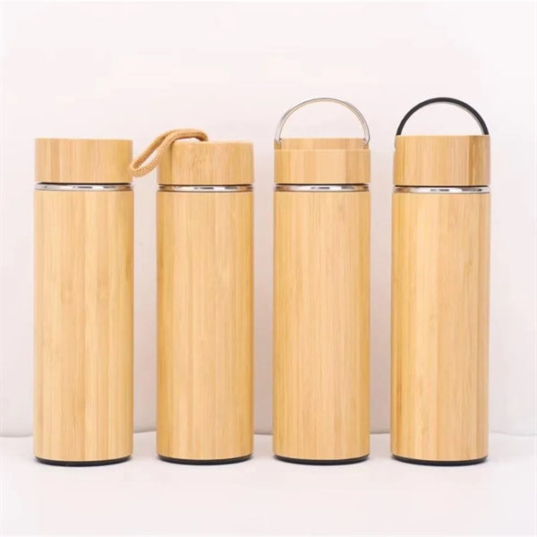 15 OZ Vacuum Eco Natural Bamboo Stainless Flask Bottle