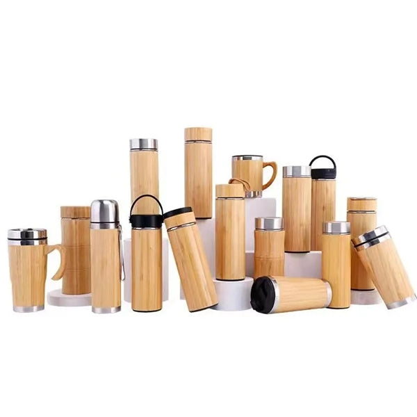 15 OZ Vacuum Eco Natural Bamboo Stainless Flask Bottle