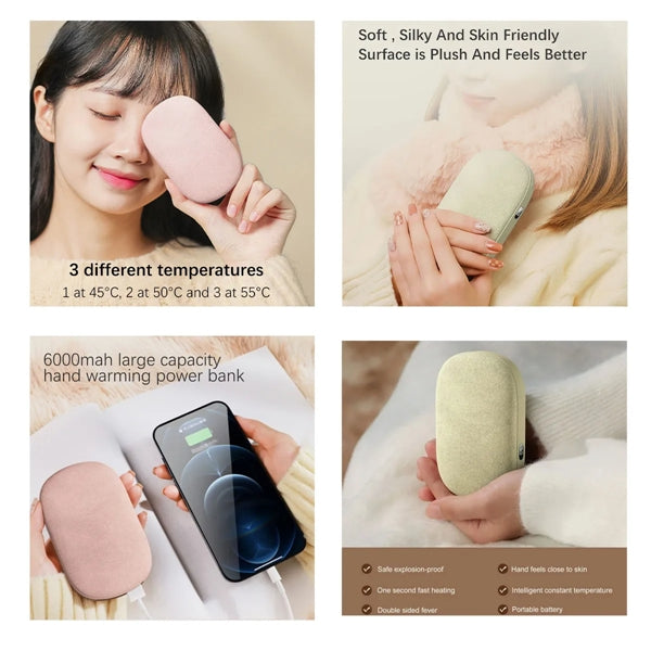 6000mAh Rechargeable 2-in-1 Hand Warmer And Power bank