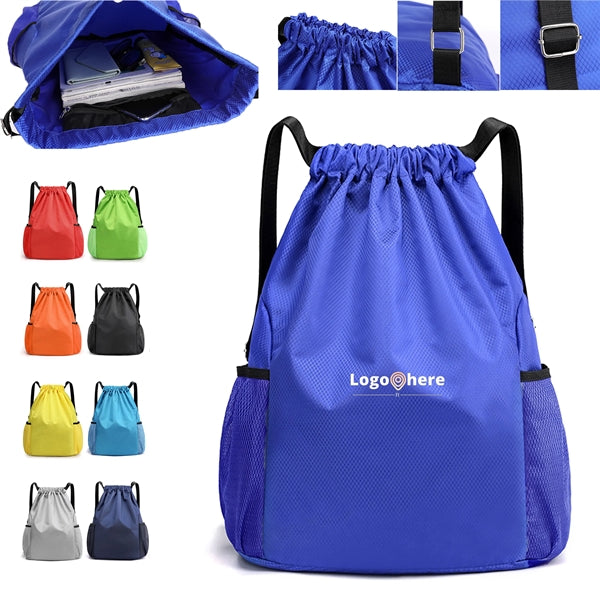 Drawstring Backpack With Mesh Pockets