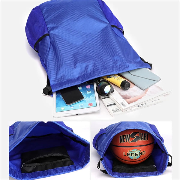 Drawstring Backpack With Mesh Pockets
