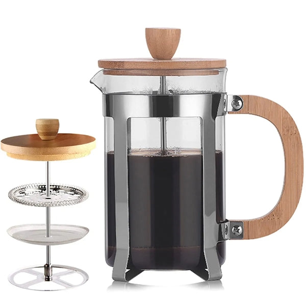 Wooden Handle French Press Coffee Maker