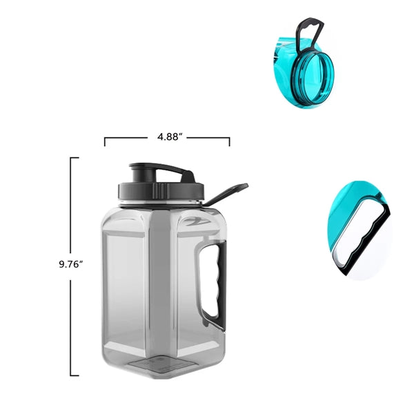 2.4L Huge Capacity Sports Shaker Water Bottle Handle Plastic