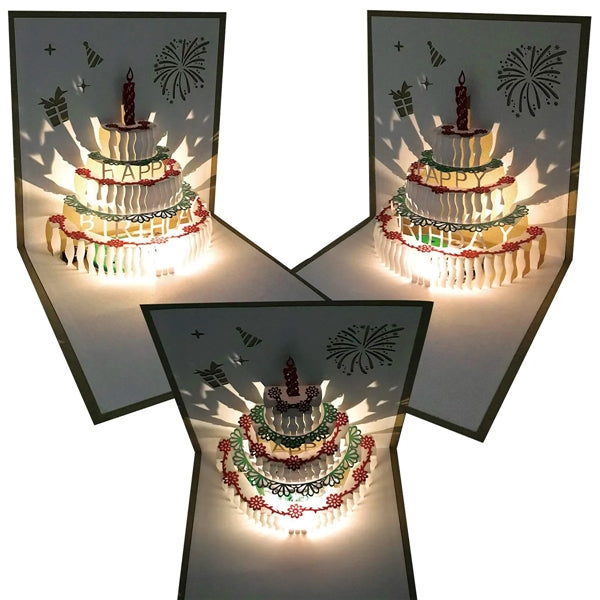 3D Cake Lighted Music Birthday Card