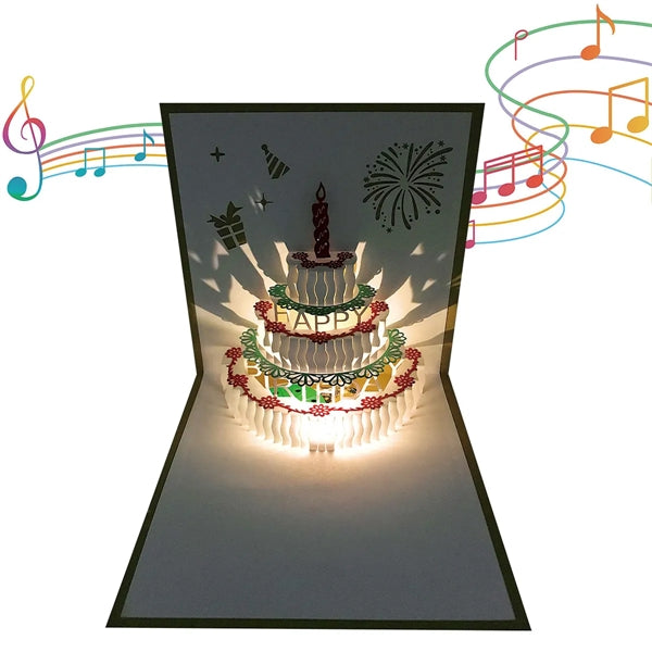 3D Cake Lighted Music Birthday Card