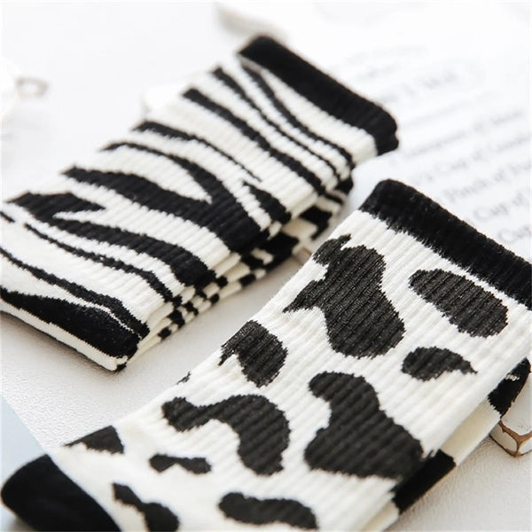 Cow Zebra Stripe Dress Socks