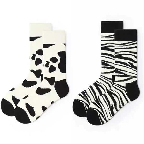 Cow Zebra Stripe Dress Socks