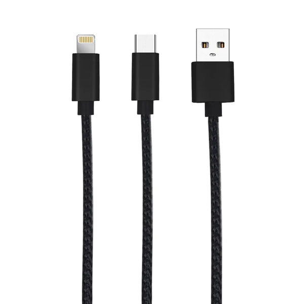 FlexCharge Duo USB-C & Lightning Cable