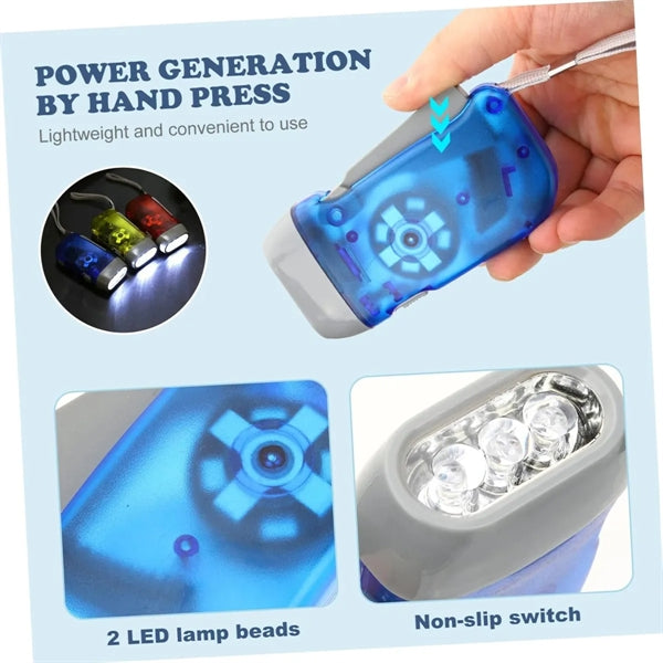 3 LED Hand Crank Flashlight Torch
