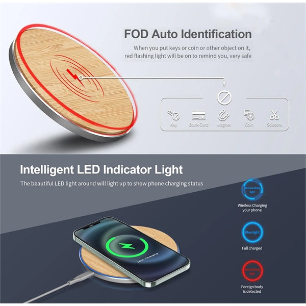 Eco Friendly 15W Fast Wireless Charger QI Pad For Mobile