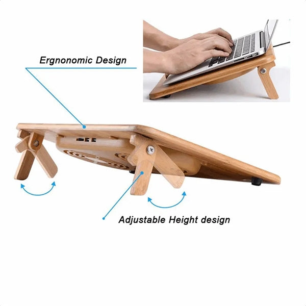 Eco-friendly Bamboo Wood Laptop Holder Cooling Stand