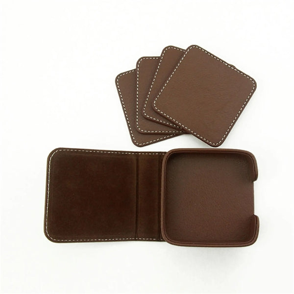 Set of 4 Leather Beverage Coasters