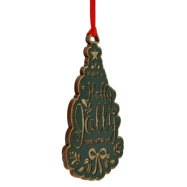 Green Wood Christmas Tree Ornament