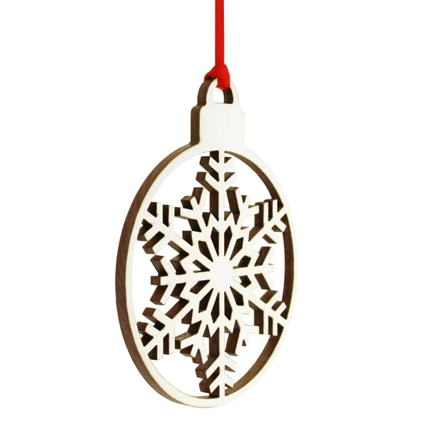 White Wood Snowflake Ornament