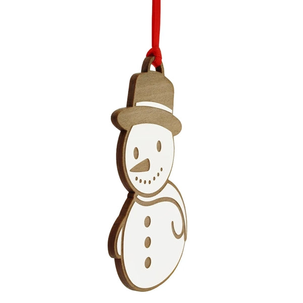 White Wood Snowman Ornament